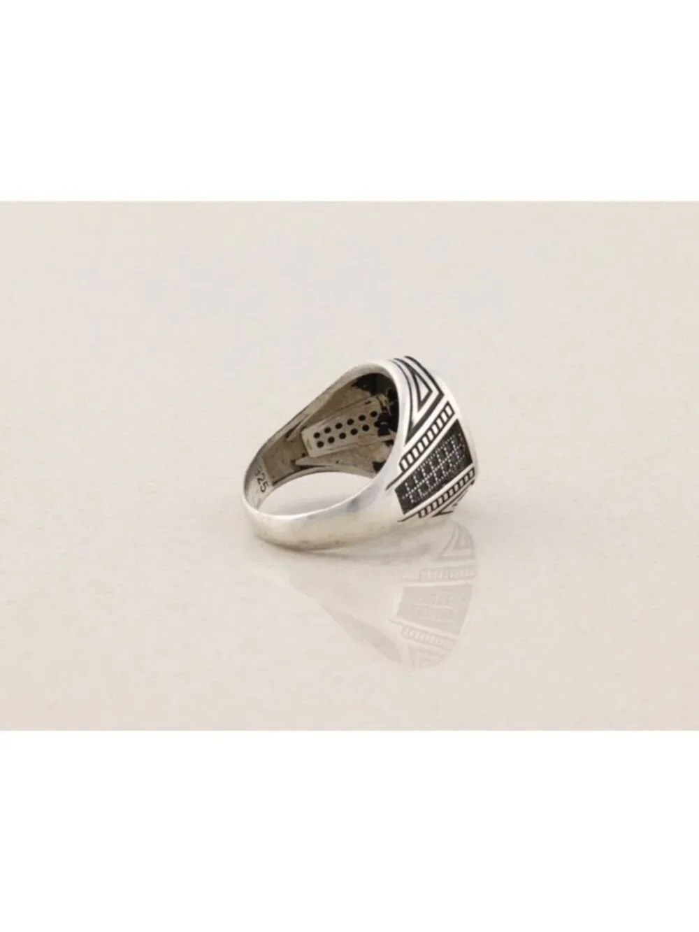 Men's Sterling Silver Black Onyx & Black Spinel Ring Size 11 3/4